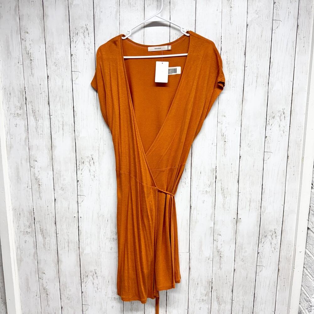 Women'Secret Dress Women Size 8 V-Neck Wrap Short Sleeve Midi Tie Waist Detail